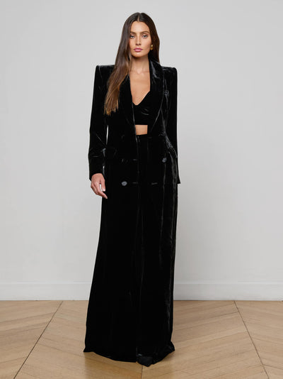 Stormi Velvet Tuxedo Maxi Dress Black-L'Agence-Tocca Finita