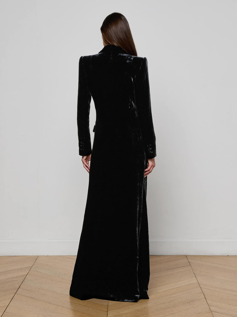 Stormi Velvet Tuxedo Maxi Dress Black-L&