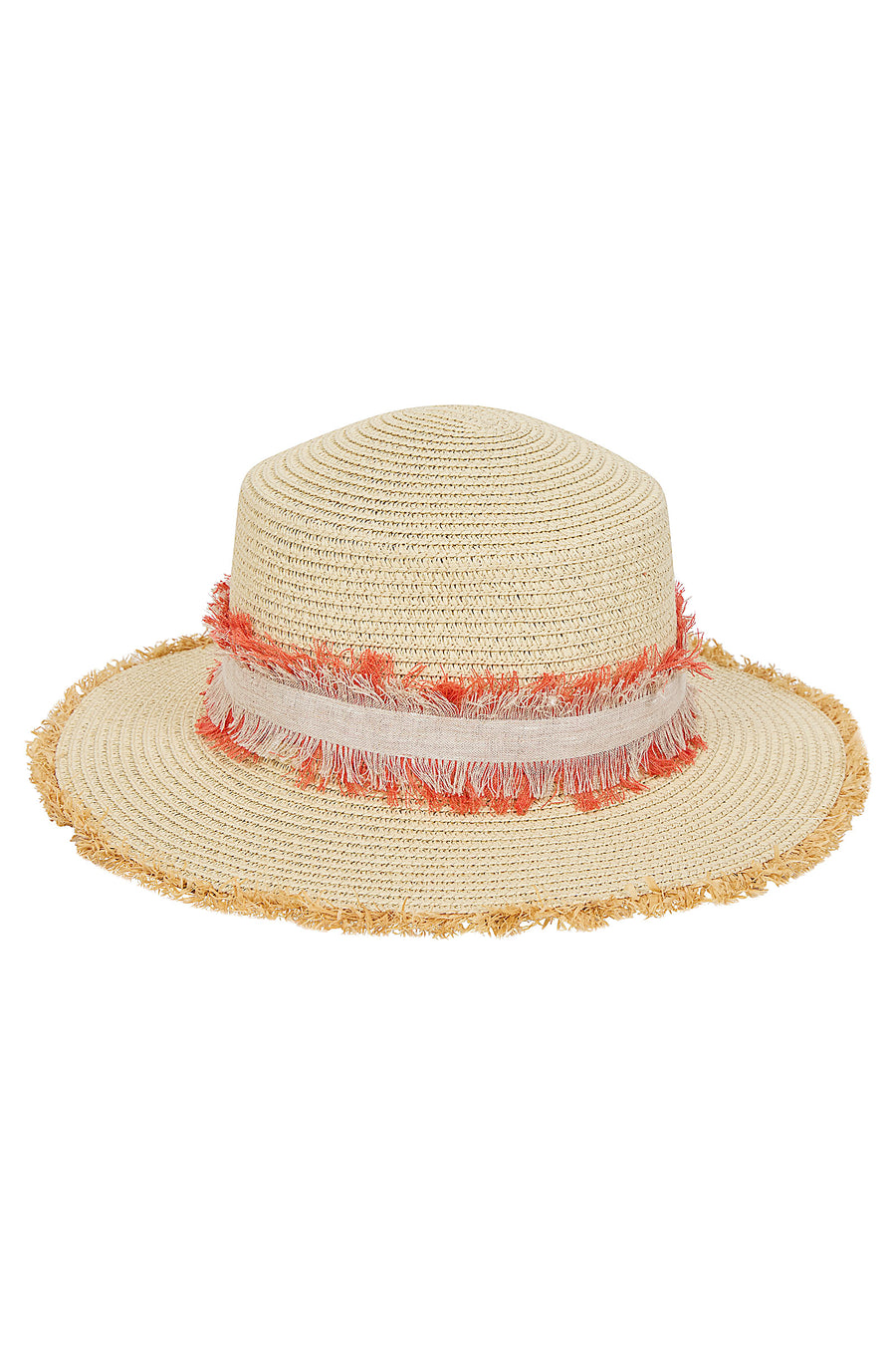 Straw Hat Natural/Coral-Purotatto-Tocca Finita