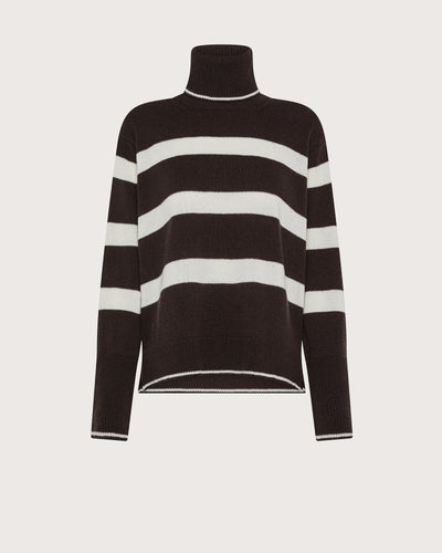 Striped Turtleneck Sweater Deep Brown/White-Seventy-Tocca Finita