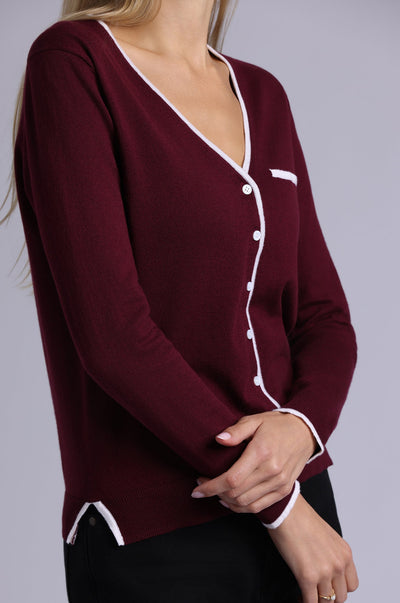 Supima Cotton Cardigan Bordeaux-Minnie Rose-Tocca Finita