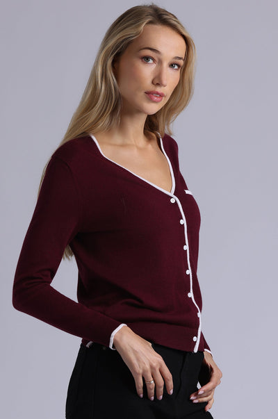 Supima Cotton Cardigan Bordeaux-Minnie Rose-Tocca Finita