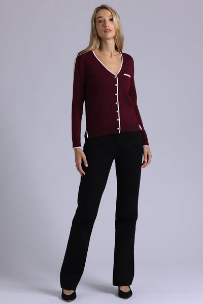 Supima Cotton Cardigan Bordeaux-Minnie Rose-Tocca Finita