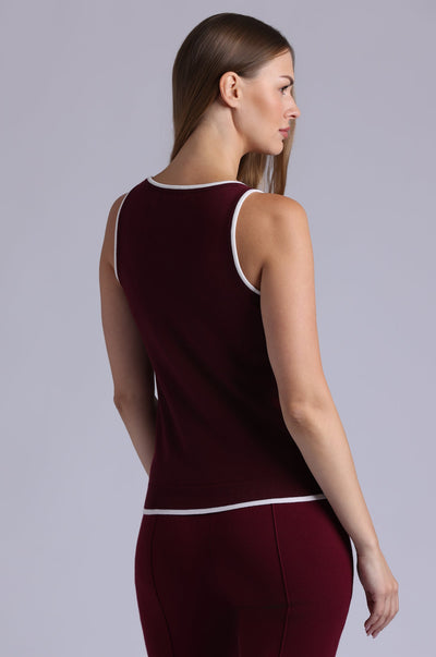 Supima Cotton Cashmere Scoop Tank Bordeaux-Minnie Rose-Tocca Finita