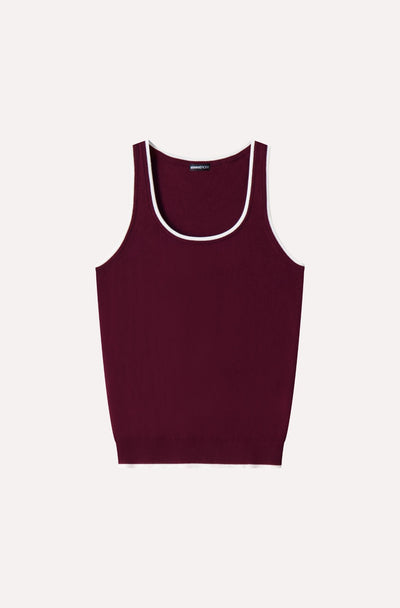 Supima Cotton Cashmere Scoop Tank Bordeaux-Minnie Rose-Tocca Finita