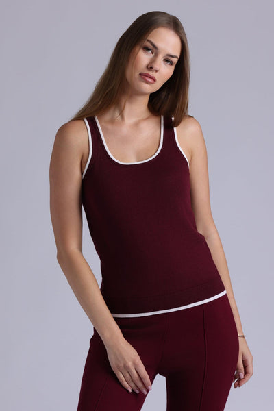 Supima Cotton Cashmere Scoop Tank Bordeaux-Minnie Rose-Tocca Finita