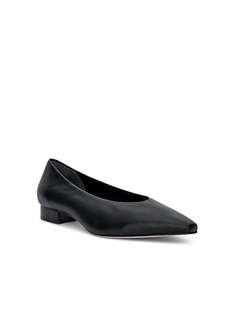 Suzanne Ballerina Flat Black Leather-L&