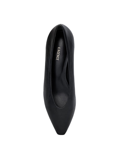 Suzanne Ballerina Flat Black Leather-L'Agence-Tocca Finita