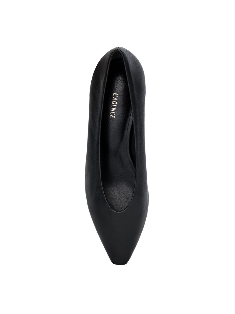 Suzanne Ballerina Flat Black Leather-L&