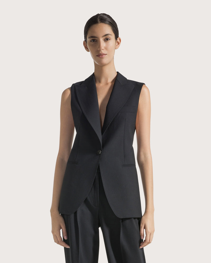 Tailored Vest In Cool Wool Black-Seventy-Tocca Finita