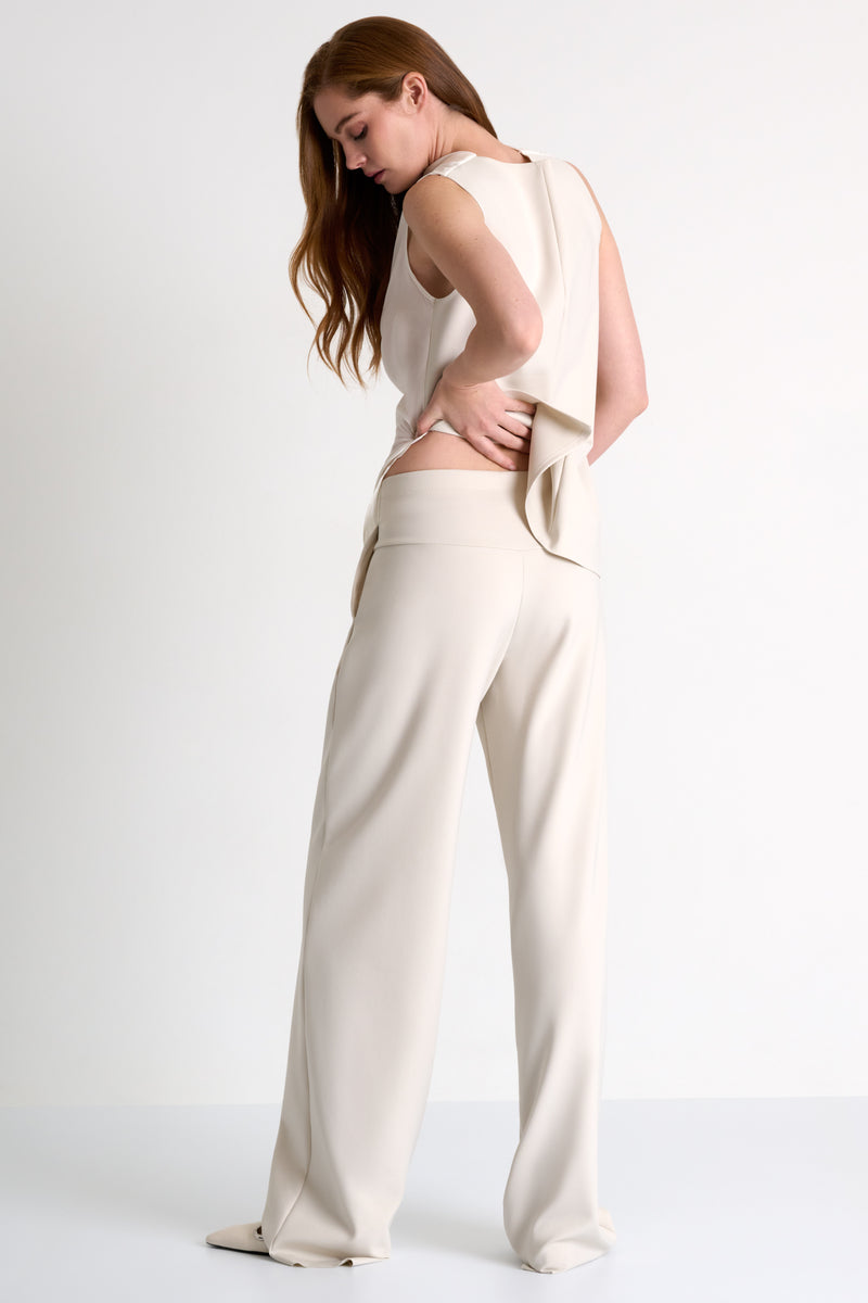 Tailored Wide-Leg Pants Beige-Shan-Tocca Finita
