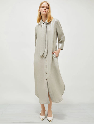 Talpa Linen Light Grey Dress-Marella-Tocca Finita