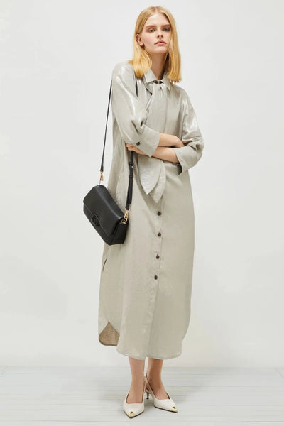 Talpa Linen Light Grey Dress-Marella-Tocca Finita