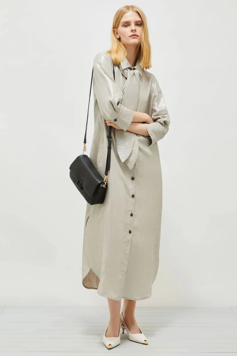 Talpa Linen Light Grey Dress-Marella-Tocca Finita