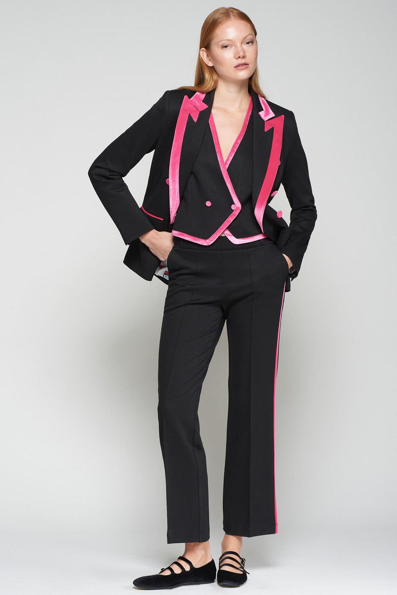 Tatiana Black Pant With Pink Trim-Vilagallo-Tocca Finita
