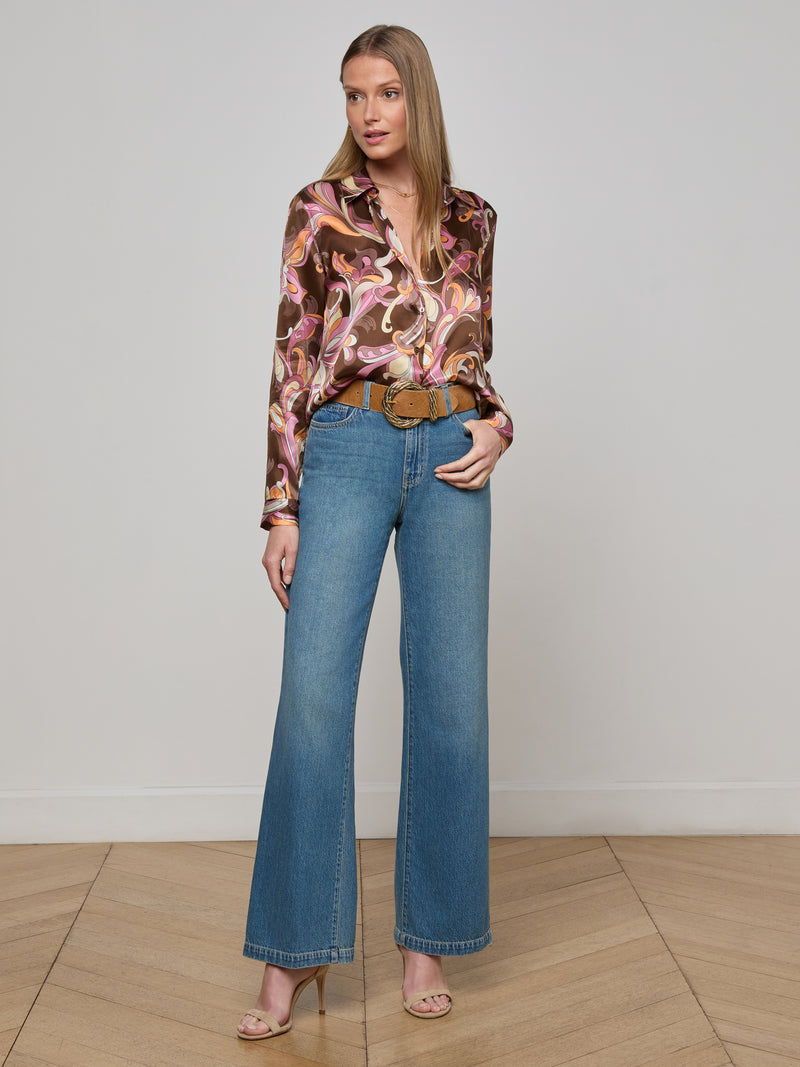 Tyler Silk Blouse Abstract Paisley-L&