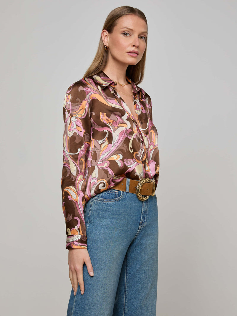 Tyler Silk Blouse Abstract Paisley-L&