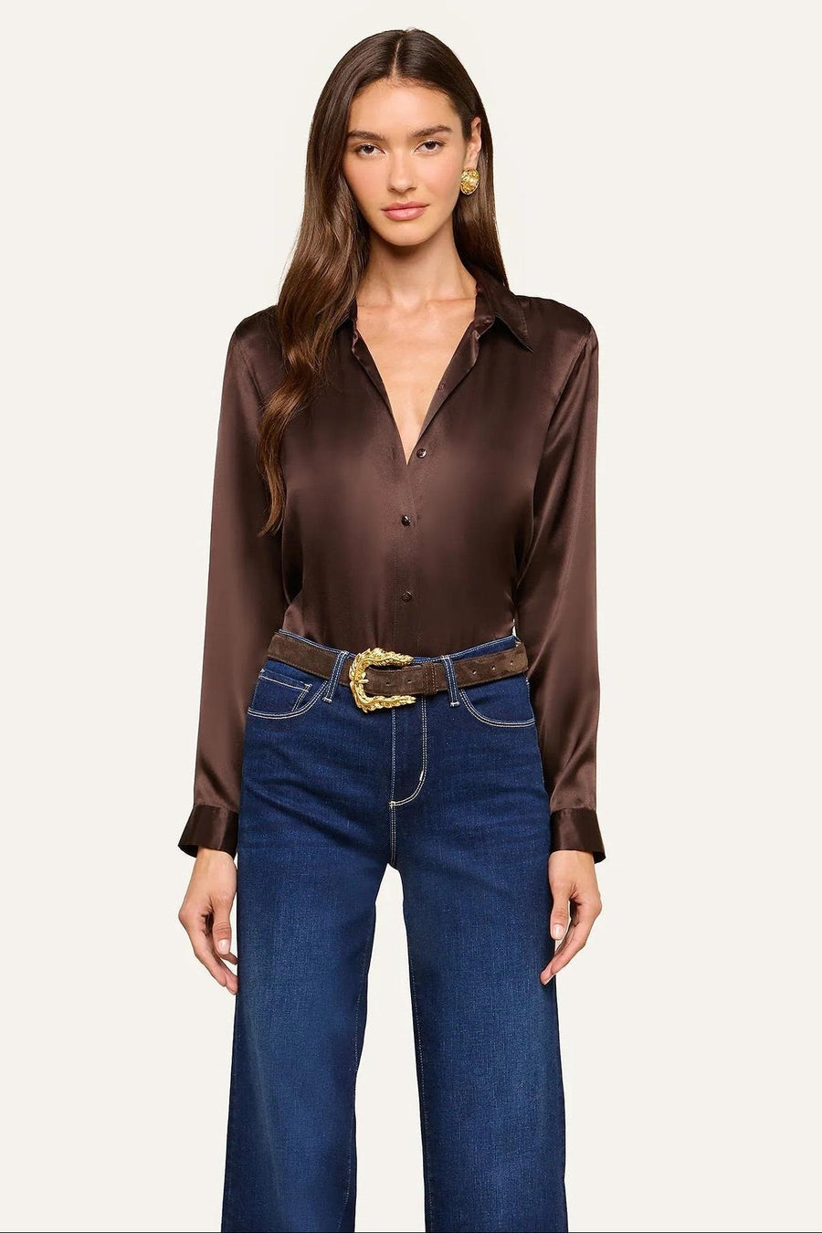Tyler Silk Blouse Dark Java-L&