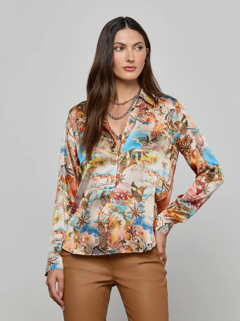Tyler Silk Blouse Multi Collage-L&