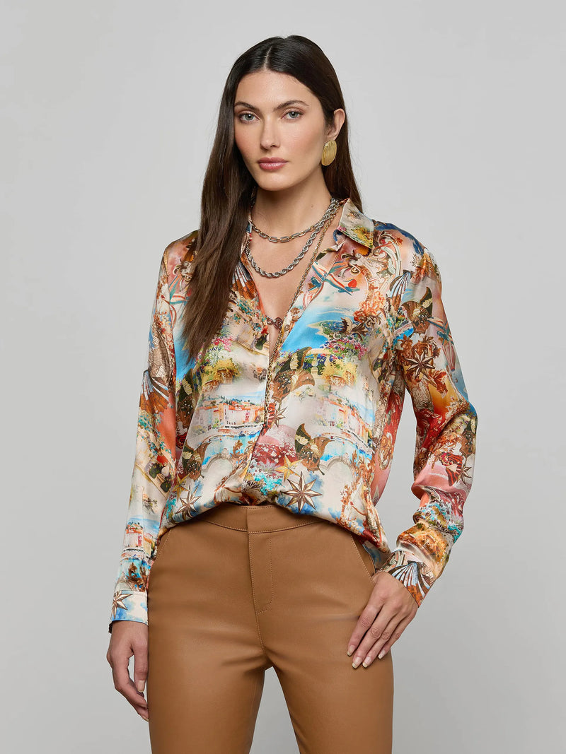 Tyler Silk Blouse Multi Collage-L&