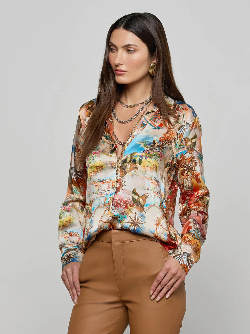 Tyler Silk Blouse Multi Collage-L&