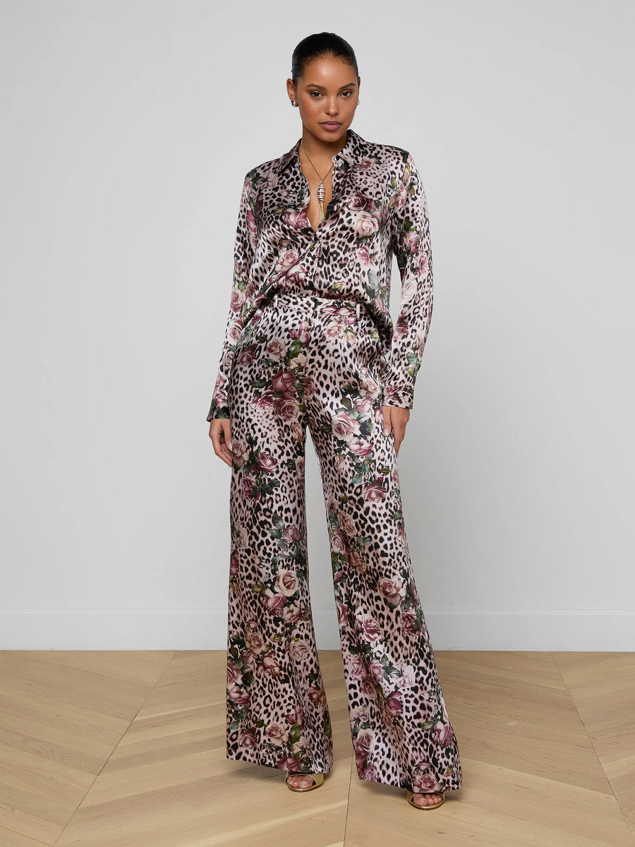 Tyler Silk Blouse Multi Small Rose Cheetah-L&