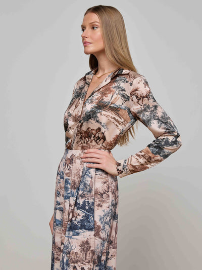 Tyler Silk Blouse Tan Multi Western Toile-L'Agence-Tocca Finita