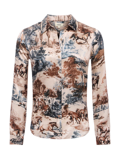 Tyler Silk Blouse Tan Multi Western Toile-L'Agence-Tocca Finita