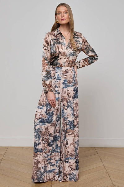 Tyler Silk Blouse Tan Multi Western Toile-L'Agence-Tocca Finita