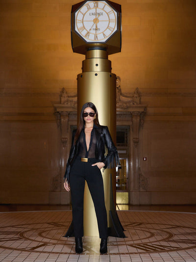 Vashti Fringed Leather Blazer Black-L'Agence-Tocca Finita