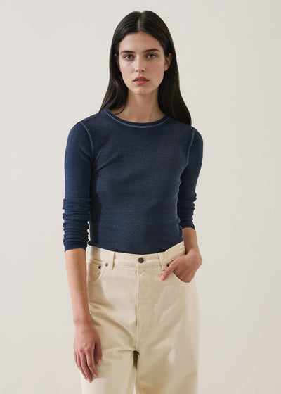 Vintage Wash Pima Cotton Stretch Ribbed T-Shirt-Patrick Assaraf-Tocca Finita