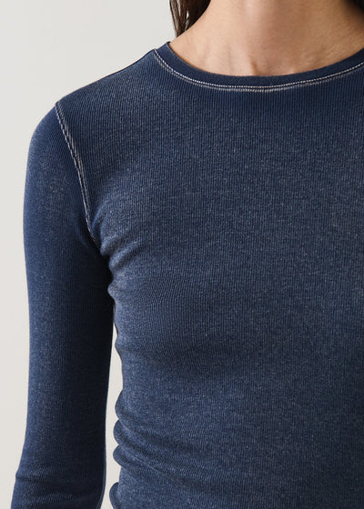 Vintage Wash Pima Cotton Stretch Ribbed T-Shirt-Patrick Assaraf-Tocca Finita