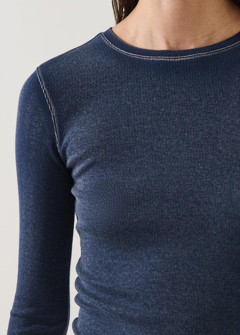 Vintage Wash Pima Cotton Stretch Ribbed T-Shirt-Patrick Assaraf-Tocca Finita