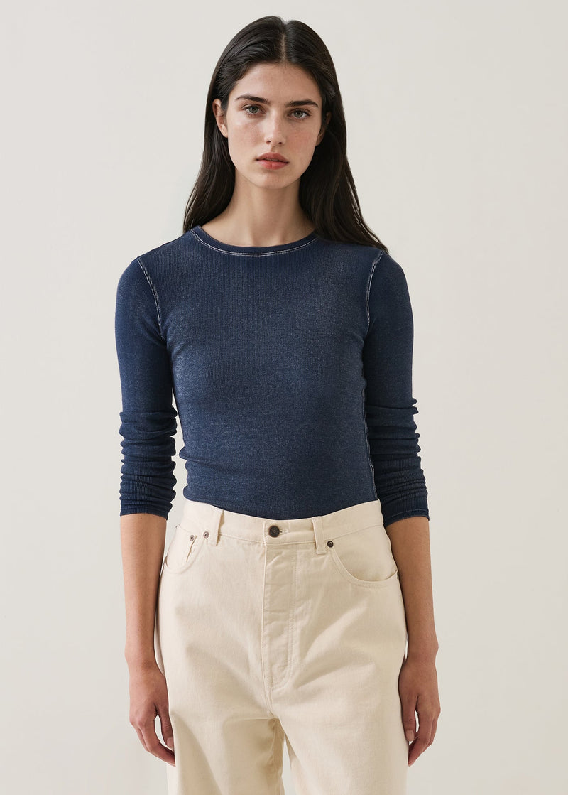 Vintage Wash Pima Cotton Stretch Ribbed T-Shirt-Patrick Assaraf-Tocca Finita