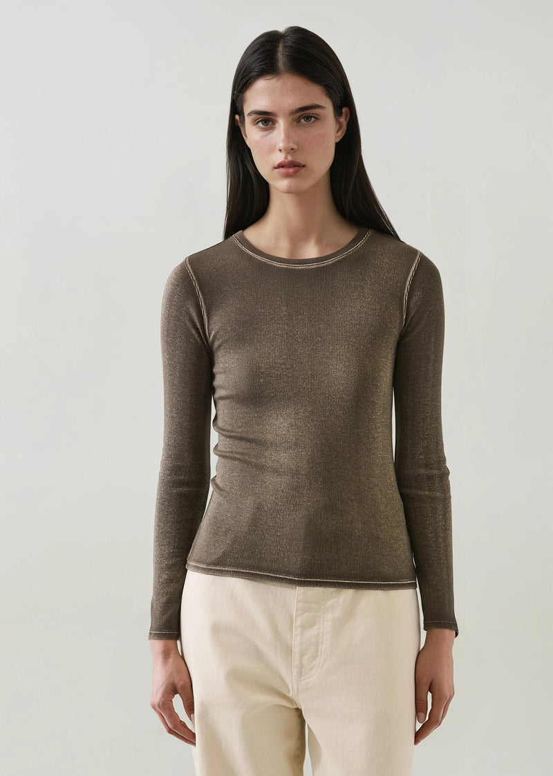 Vintage Wash Pima Cotton Stretch Ribbed T-Shirt-Patrick Assaraf-Tocca Finita