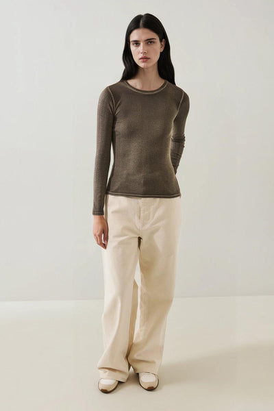 Vintage Wash Pima Cotton Stretch Ribbed T-Shirt-Patrick Assaraf-Tocca Finita