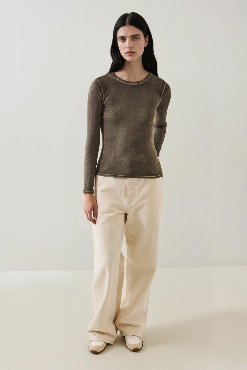 Vintage Wash Pima Cotton Stretch Ribbed T-Shirt-Patrick Assaraf-Tocca Finita