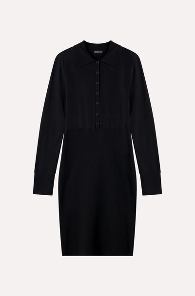 Viscose Collar Dress with Split Cuff Detail-Minnie Rose-Tocca Finita