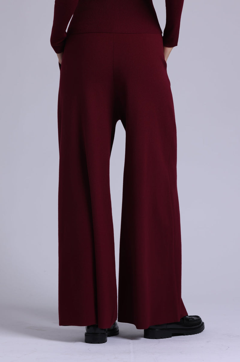 Viscose Palazzo Pant Bordeaux-Minnie Rose-Tocca Finita