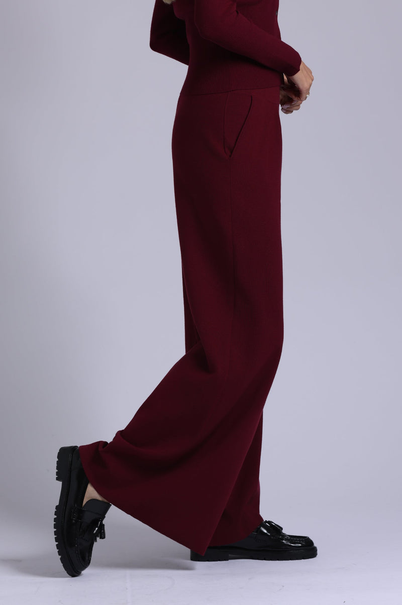 Viscose Palazzo Pant Bordeaux-Minnie Rose-Tocca Finita