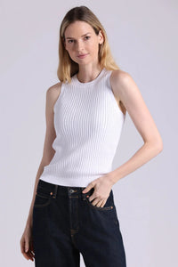 Viscose Ribbed Pointelle Tank White-Minnie Rose-Tocca Finita