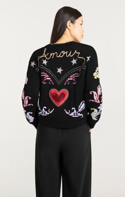 Western Collage Cardigan Black/Multi-Cinq A Sept-Tocca Finita