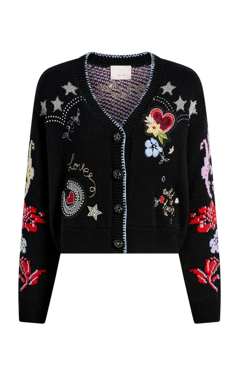 Western Collage Cardigan Black/Multi-Cinq A Sept-Tocca Finita