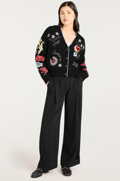 Western Collage Cardigan Black/Multi-Cinq A Sept-Tocca Finita