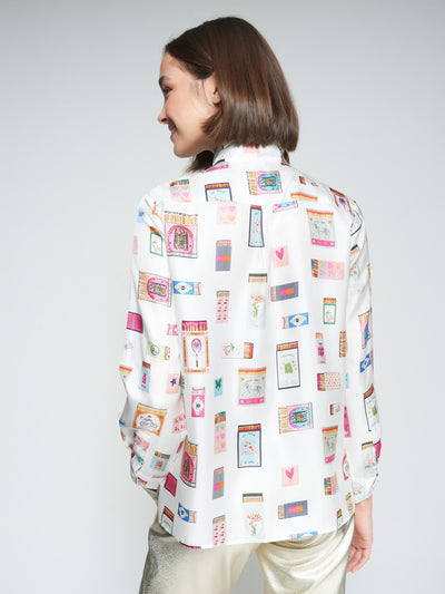 White Shirt Matchbox Print-Vilagallo-Tocca Finita