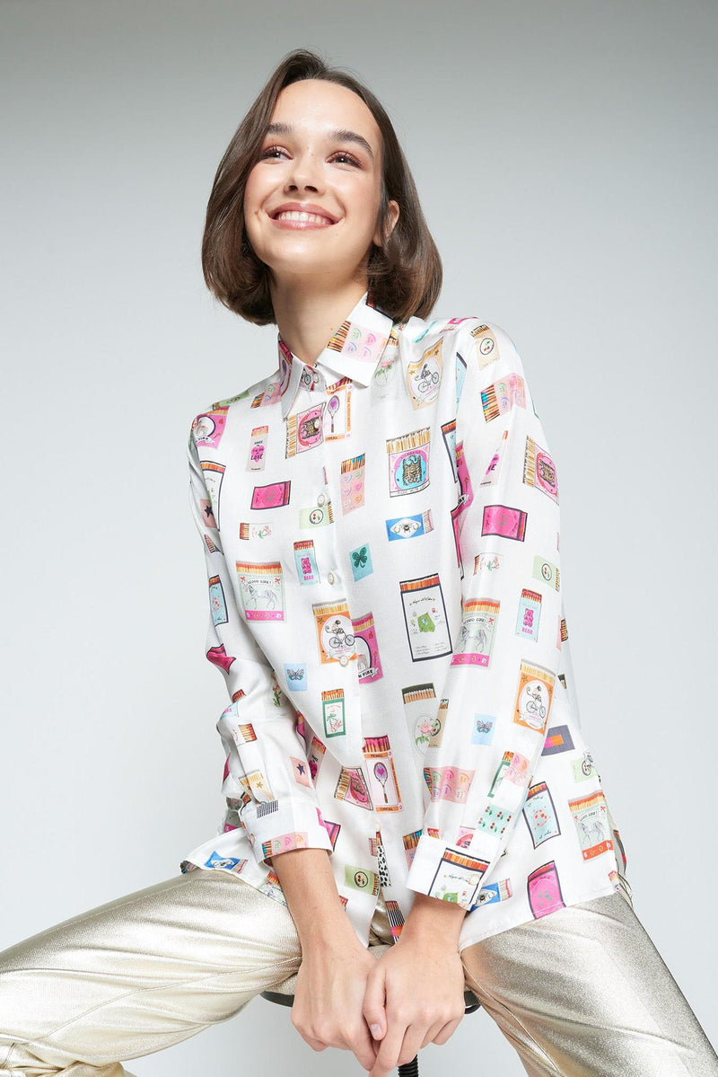 White Shirt Matchbox Print-Vilagallo-Tocca Finita