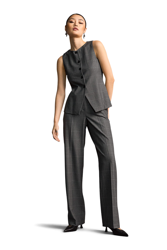 Wide Fit Trousers with Checked Pattern Rock-Riani-Tocca Finita