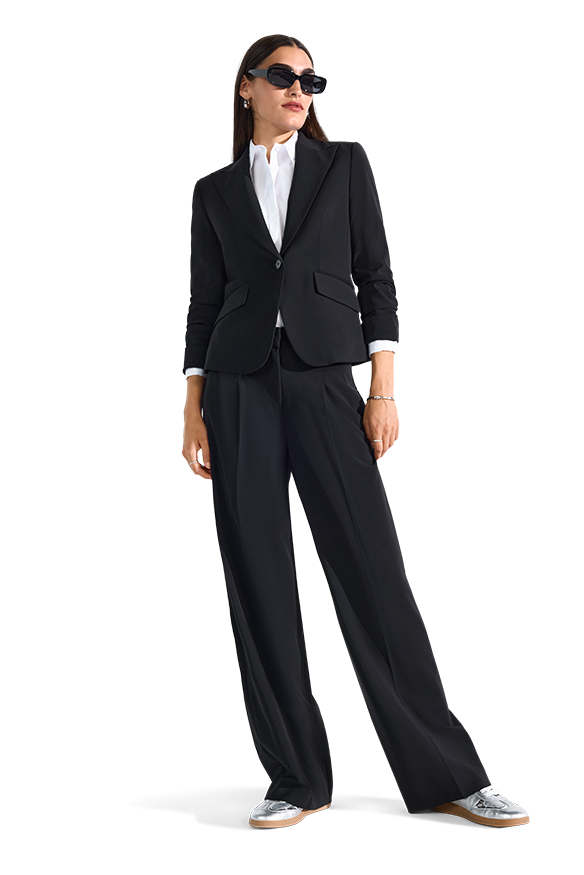 Wide Fit Trousers with High Waistband Black-Riani-Tocca Finita