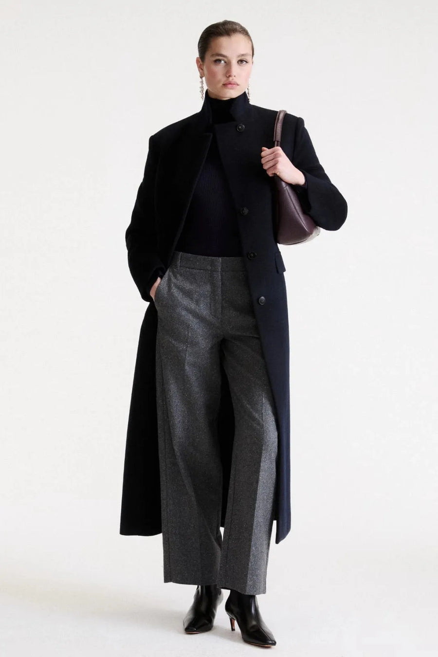 Wool And Silk Tweed Trousers Grey-Marella-Tocca Finita