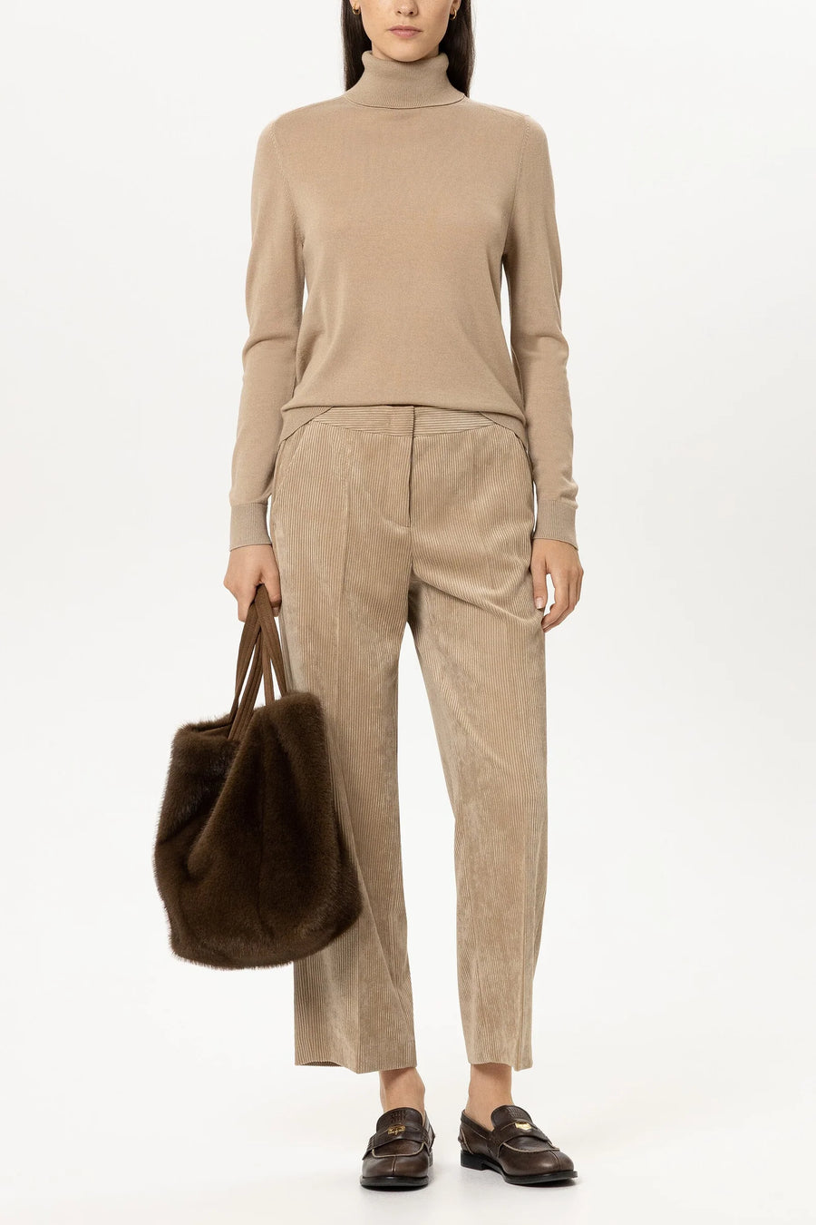 Wool-Blend Turtleneck Soft Caramel-Luisa Cerano-Tocca Finita
